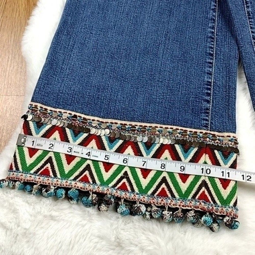 Alice + Olivia Gypsy Bohemian Wide Leg Festival Jeans - Picture 8 of 13